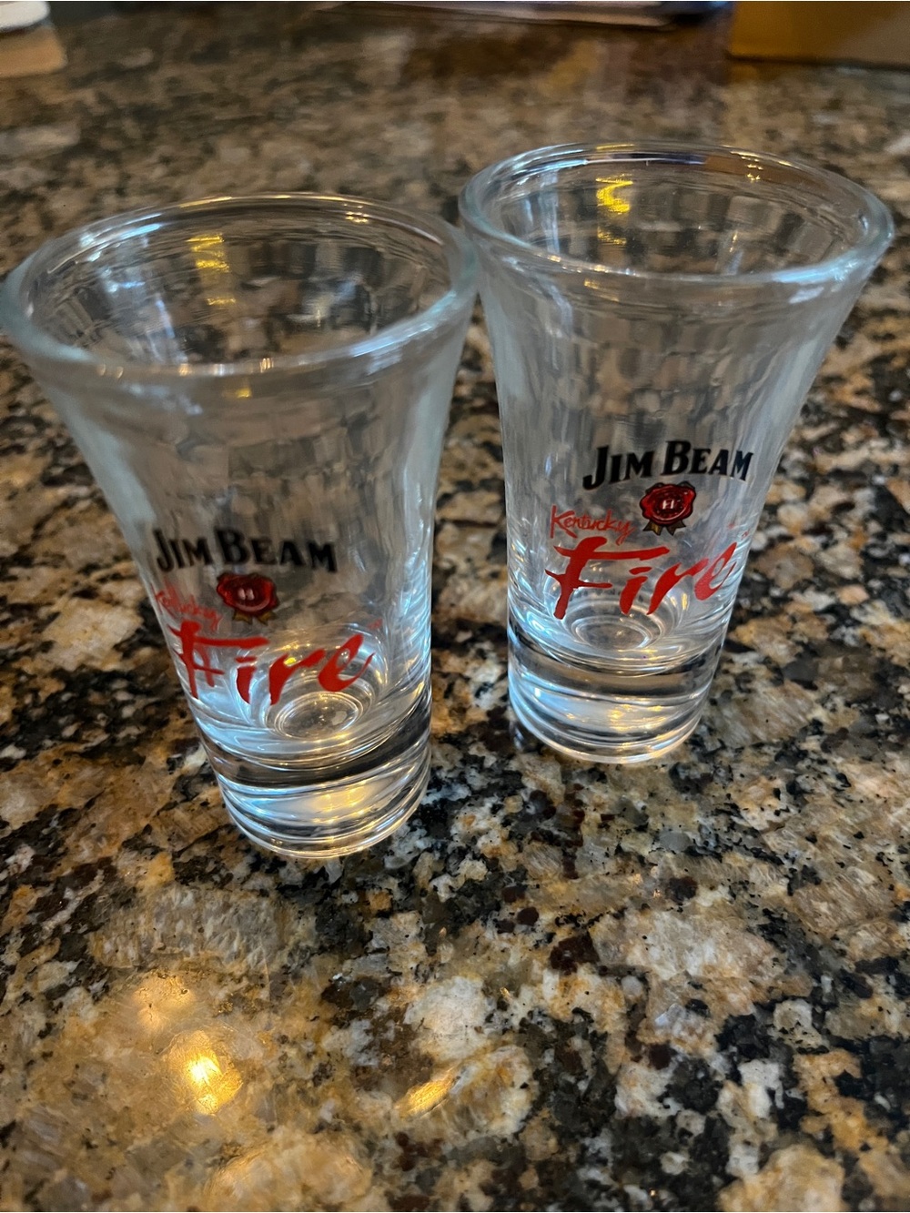 Jim Beam Fire Red Logo Shot Glasses - Set of 2